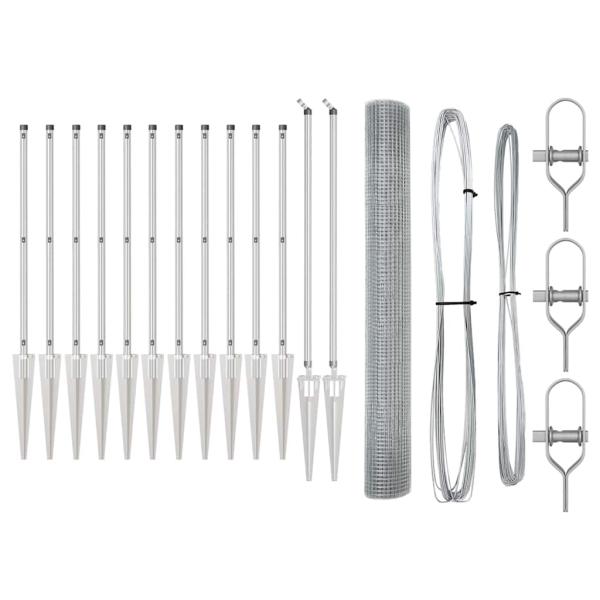 Geschweißter Drahtzaun mit 13 Spitzposten 1.2x25 m Feuerverzinkter Stahl