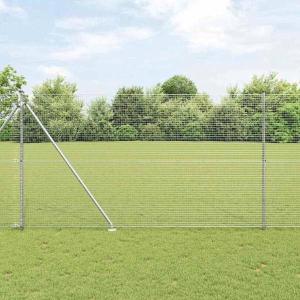 ARDEBO.de - Geschweißter Drahtzaun mit 13 Spike-Pfosten 1,6x25 m Verzinkter Stahl