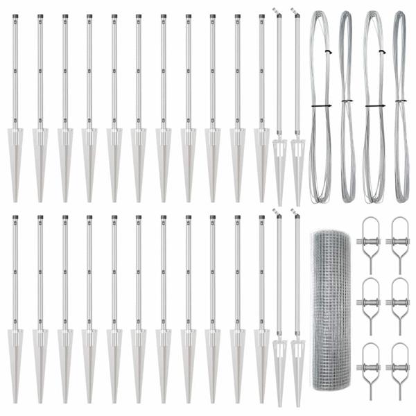 Geschweißter Drahtzaun mit 13 Spike-Pfosten 1x50 m Verzinkter Stahl