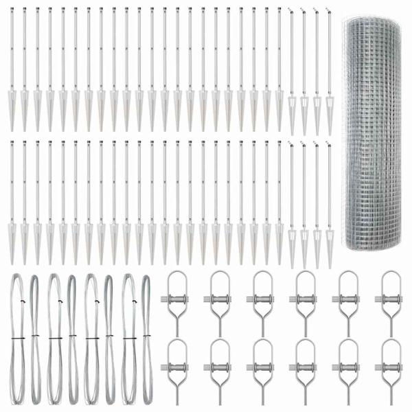 Geschweißter Drahtzaun mit 13 Spike-Pfosten 0,5x100 m feuerverzinkter Stahl