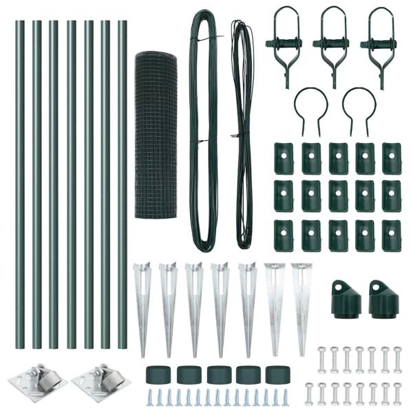 Zaunpfosten Set 2er Set Grün Metall 10 x 0,5 m Langlebig
