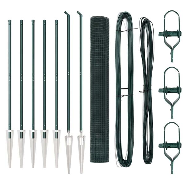 Zaunpfosten Set Set mit 2 Grün Mit PVC beschichtet 10 x 1 m