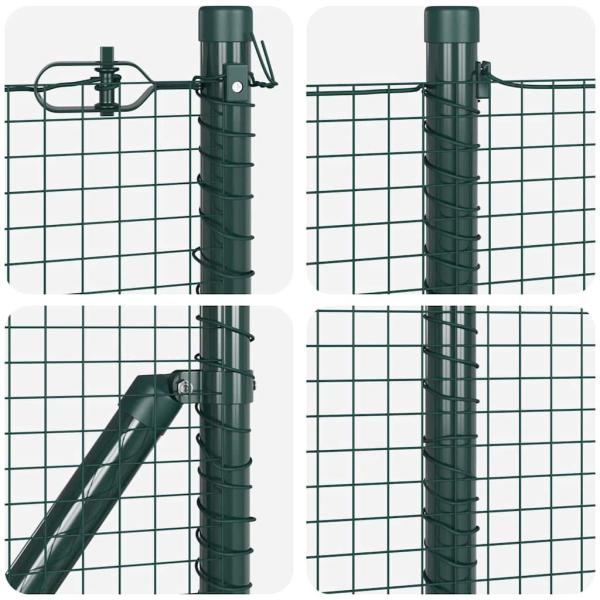 Zaunpfosten Set 2er Set Grün Stahl, PVC-Beschichtung 10 x 1 m