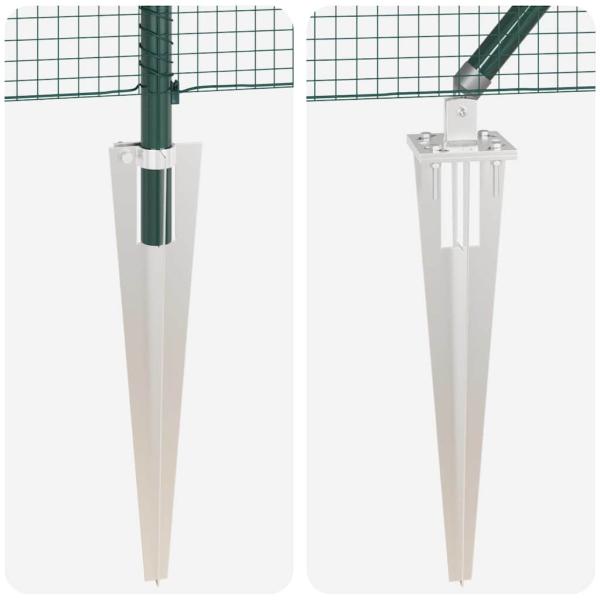 Zaunpfosten Set 2er Set Grün Stahl, PVC-Beschichtung 10 x 1 m