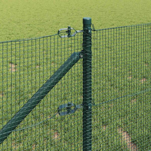 Schweißdrahtzaun mit 13 Pfosten Grün 0.8x25 m Stahl