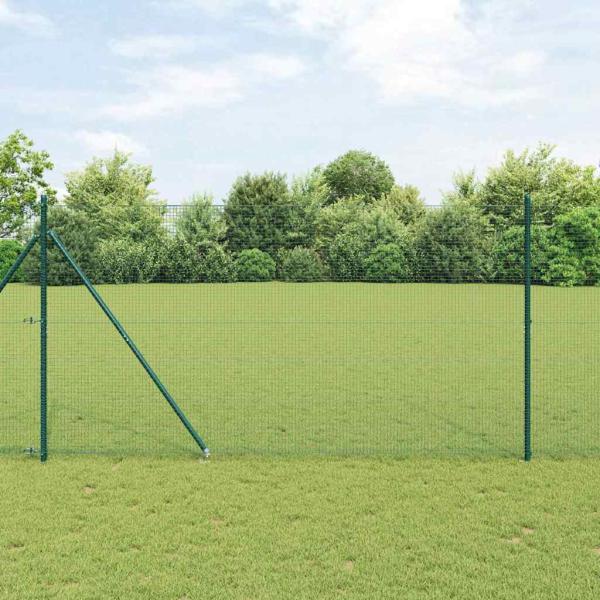 ARDEBO.de - Geschweißter Drahtzaun mit 13 Spike-Pfosten Grün 1,5x25 m Stahl