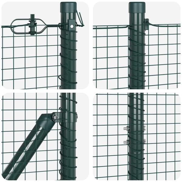Geschweißter Drahtzaun mit 13 Spike-Pfosten Grün 1,5x25 m Stahl