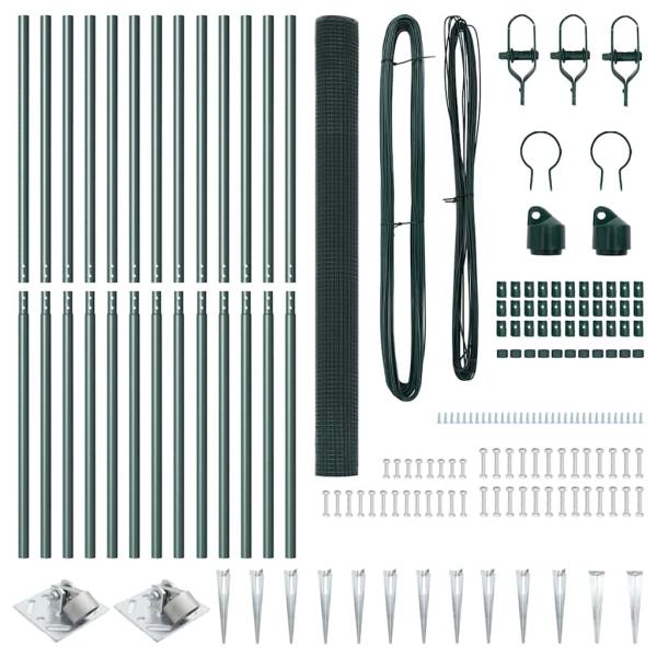 PVC-Zaunpfosten-Set 2er Set Grün PVC 25 x 1,5 m Langlebig