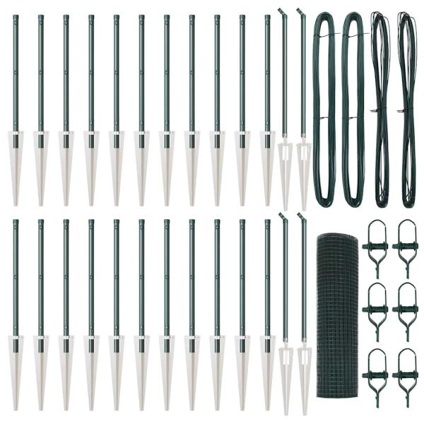 Geschweißter Drahtzaun mit 13 Erdspikes Grün 1x50 m Stahl