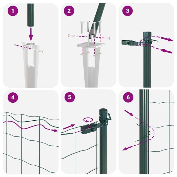 geschweißter Drahtzaun mit 13 Spike Pfosten Grün 1.2x50 m Stahl