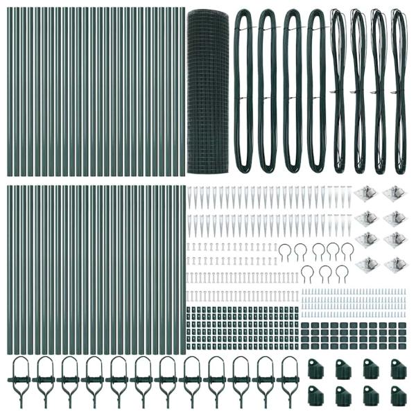 Geschweißter Drahtzaun mit 13 Spike-Posts Grün 1x100 m Stahl