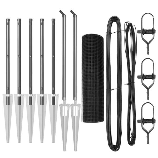 Zaunpfahl-Set Set aus 2 Grau Metall 10 x 0.5 m Langlebig