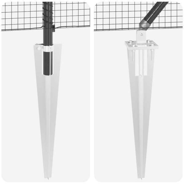 Zaunpfahl-Set Set aus 2 Grau Metall 10 x 0.5 m Langlebig