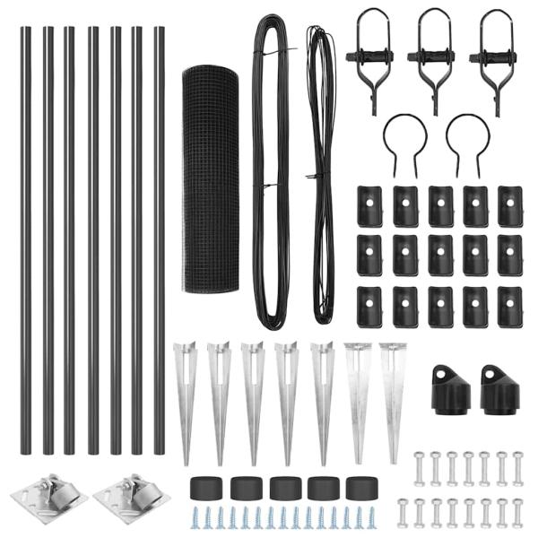 Zaunpanelset Set aus 2 Grau Metall, Kunststoff 10 x 0,5 m