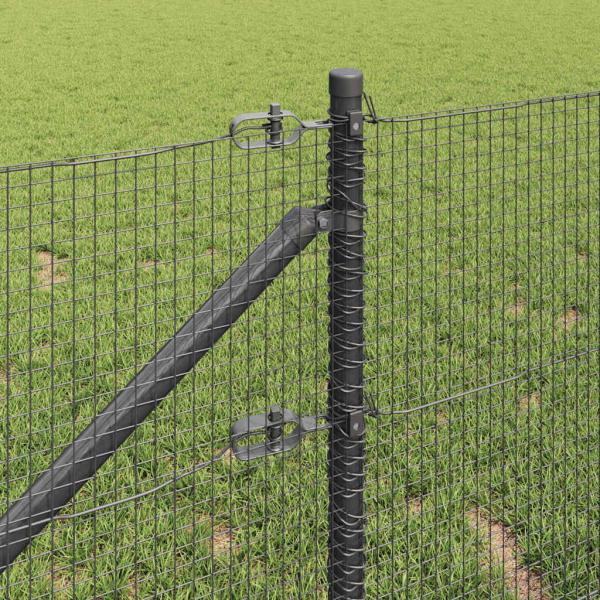 Zaunpfosten Set Set von 2 Schwarz Stahl 10 x 1 m Langlebig