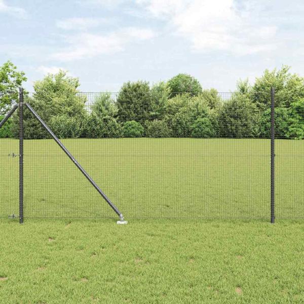 ARDEBO.de - Geschweißter Drahtzaun mit 7 Spikepfosten Grau 1,2x10 m aus Stahl