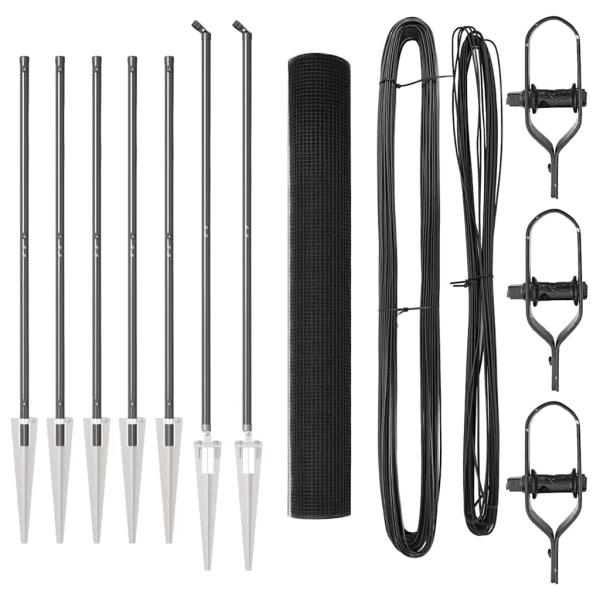 Geschweißter Drahtzaun mit 7 Spikepfosten Grau 1,2x10 m aus Stahl