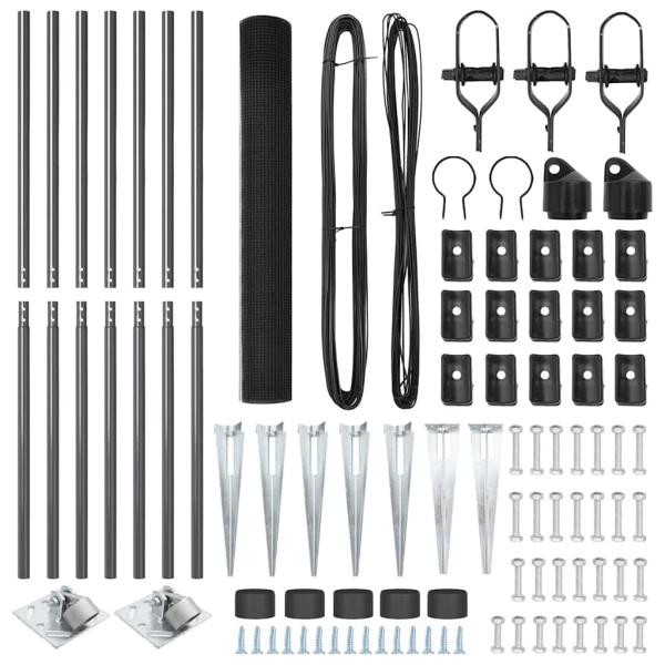 Drahtzaun mit 7 Spike-Posts Grau 1,4x10 m Stahl