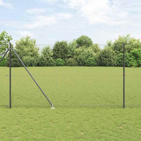 ARDEBO.de - Metallzaunpfosten-Set Set aus 2 Grau Metall, Kunststoff