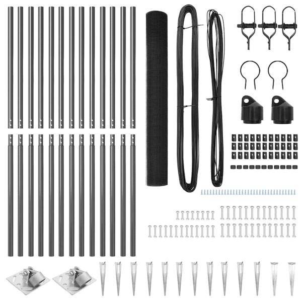 Schweißgitterzaun mit 13 Stiftpfosten Grau 1,2 x 25 m Stahl