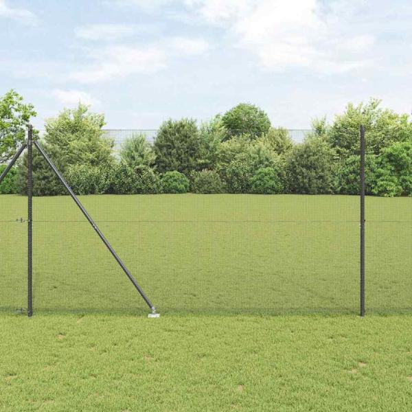 ARDEBO.de - Zaunpfosten-Set 2er Set Grau Stahl 25 x 1,5 m Langlebig