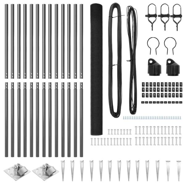 Zaunpfosten-Set 2er Set Grau Stahl 25 x 1,5 m Langlebig