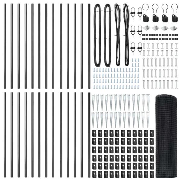 Geschweißter Drahtzaun mit 13 Spike-Posten Grau 0.4x50 m Stahl