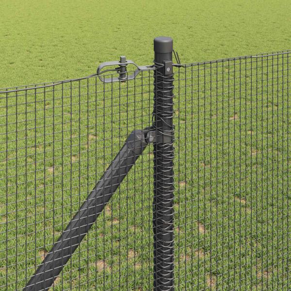 Geschweißter Drahtzaun mit 13 Spitzenpfosten Grau 1.4x50 m Stahl