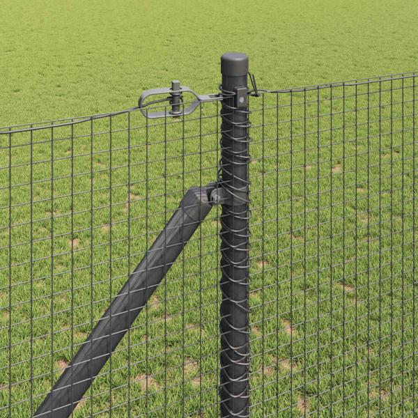Geschweißter Drahtzaun mit 13 Spitzenpfosten Grau 1.4x50 m Stahl