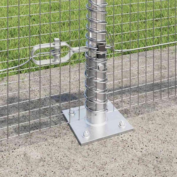 Geschweißter Drahtzaun mit 7 Flanschpfosten 0,4 x 10 m Verzinkter Stahl
