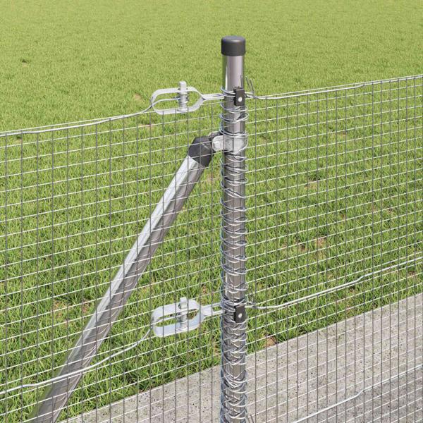 Geschweißter Drahtzaun mit 7 Flanschpfosten 0,6 x 10 m Verzinkter Stahl