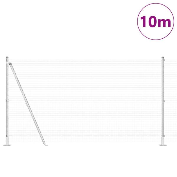 Schweißdrahtzaun mit 7 Flanschpfosten 1,2x10 m verzinkter Stahl