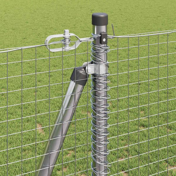 Schweißdrahtzaun mit 7 Flanschpfosten 1,2x10 m verzinkter Stahl
