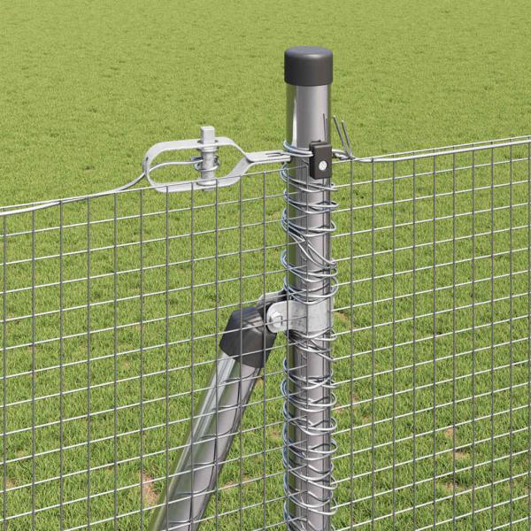 Schweißzaun mit 7 Flanschpfosten 1.4x10 m Verzinkter Stahl