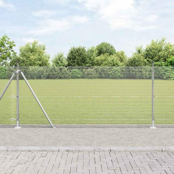 ARDEBO.de - Schutzzaun mit 13 Flanschpfosten 1x25 m aus verzinktem Stahl