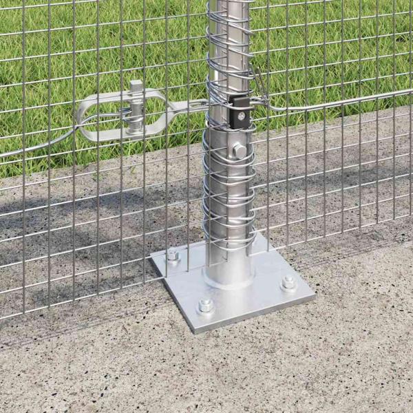 Geschweißter Drahtzaun mit 13 Flanschpfosten 1x25 m Verzinkter Stahl
