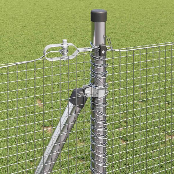 Geschweißter Drahtzaun mit 13 Flanschpfosten 1x25 m Verzinkter Stahl