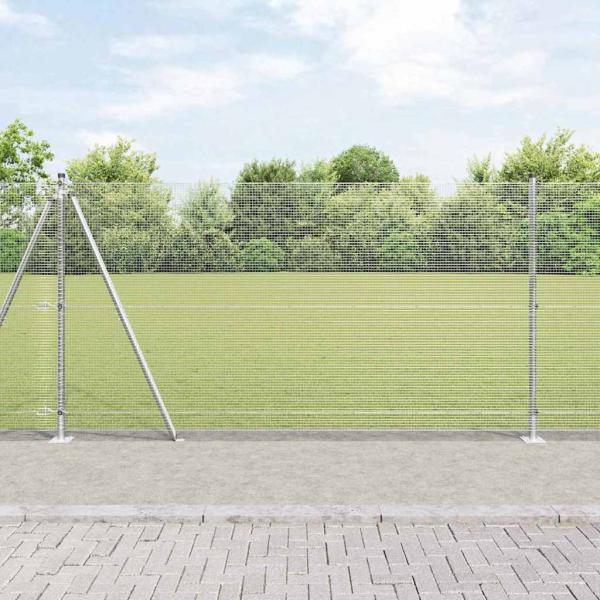 ARDEBO.de - Schweißdrahtzaun mit 13 Flanged Posts 1,2x25 m Verzinkter Stahl