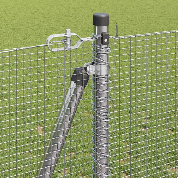 Schweißdrahtzaun mit 13 Flanged Posts 1,2x25 m Verzinkter Stahl