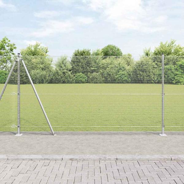 ARDEBO.de - verzinkter Drahtzaun mit 13 Flanschpfosten 1,2x25 m verzinkter Stahl
