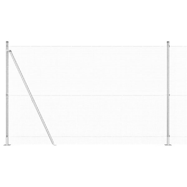Schweißdrahtzaun mit 13 Flanschpfosten 1,6x25 m Verzinkter Stahl