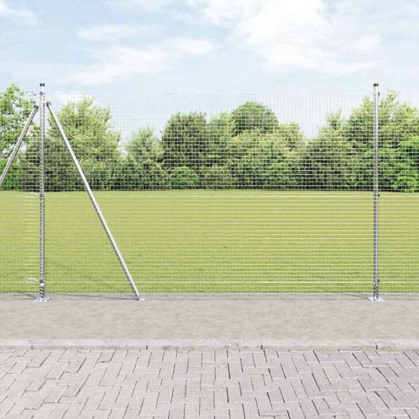 ARDEBO.de - Schweißdrahtzaun mit 13 Flanschpfosten 1,6x25 m Verzinkter Stahl