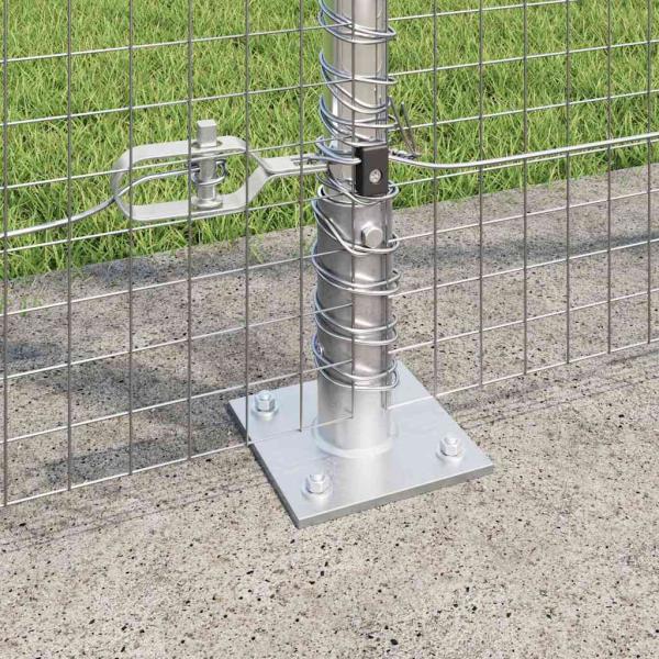 Schweißdrahtzaun mit 13 Flanschpfosten 1,6x25 m Verzinkter Stahl