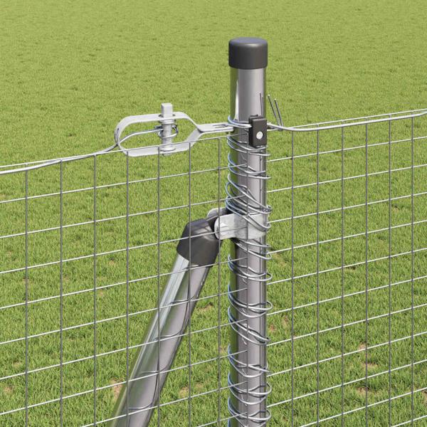 Schweißdrahtzaun mit 13 Flanschpfosten 1,6x25 m Verzinkter Stahl