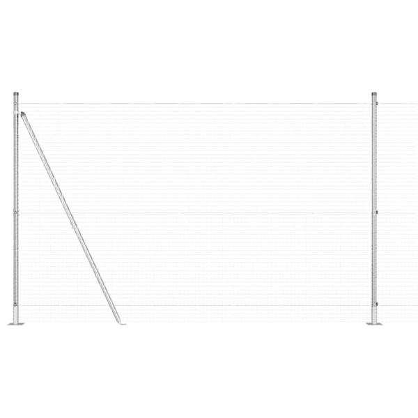 Schweißdrahtzaun mit 13 Flanschpfosten 1,6x25 m Verzinkter Stahl