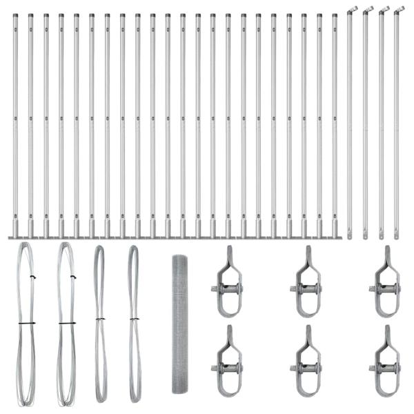 Schweißdrahtzaun mit 13 Flanschen Pfosten 1,2x50 m Verzinkter Stahl