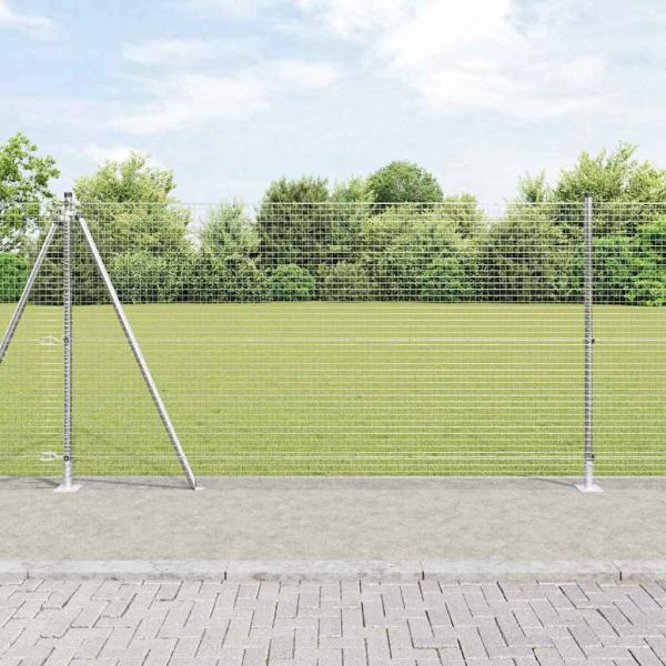 ARDEBO.de - Schweißdrahtzaun mit 13 Flanschpfosten 1.2x50 m Feuerverzinkter Stahl