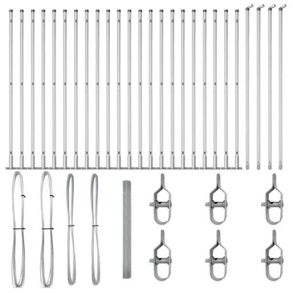 Geschweißter Drahtzaun mit 13 Flanschpfosten 1.4x50 m Galvanisierter Stahl