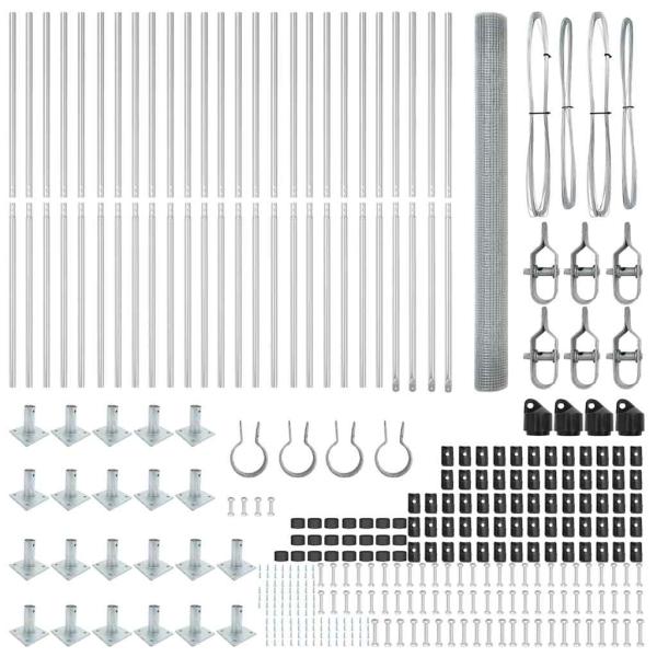Geschweißter Drahtzaun mit 13 Flanschpfosten 1.4x50 m Galvanisierter Stahl