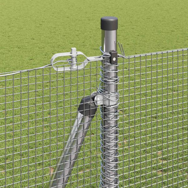 Schweißdrahtzaun mit 13 Flanschpfosten 1,5x50 m Feuerverzinkter Stahl